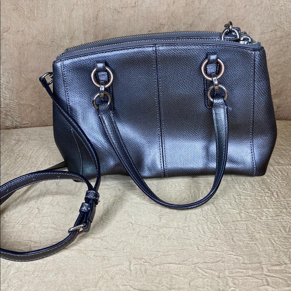 Silver Leather  Authentic Coach Purse - Picture 2 of 2